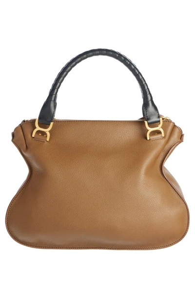 Shop Chloé Large Marcie Leather Satchel In Palm Brown 299