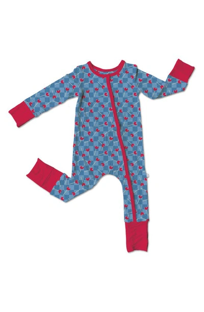 Shop Laree + Co Lincoln Heart Convertible Snap-up Footie Pajamas In Blue