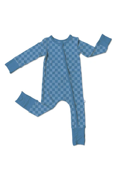Shop Laree + Co Lincoln Check Convertible Snap-up Footie Pajamas In Blue