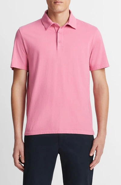 Shop Vince Regular Fit Garment Dyed Cotton Polo In Washed Pink Blaze