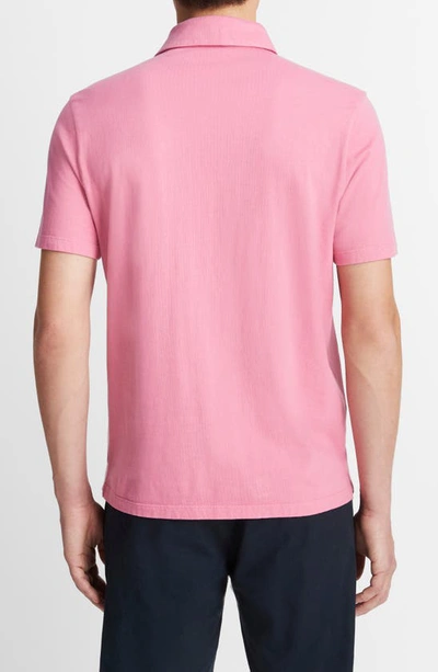 Shop Vince Regular Fit Garment Dyed Cotton Polo In Washed Pink Blaze