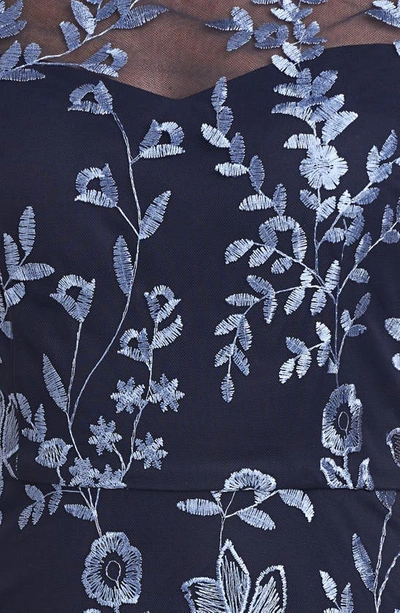 Js Collections Meredith Floral Embroidery A-line Dress In Navy / Sky