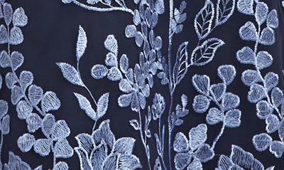 Js Collections Meredith Floral Embroidery A-line Dress In Navy / Sky