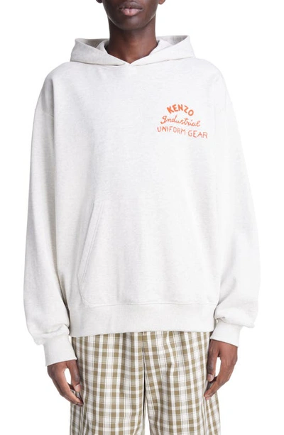 Shop Kenzo Drawn Varsity Oversize Cotton Graphic Hoodie In Pale Grey