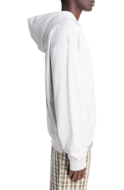 Shop Kenzo Drawn Varsity Oversize Cotton Graphic Hoodie In Pale Grey