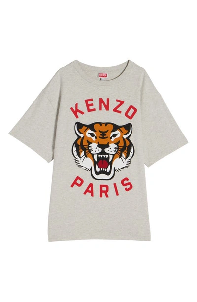 Shop Kenzo Lucky Tiger Oversize Cotton Graphic T-shirt In Pale Grey