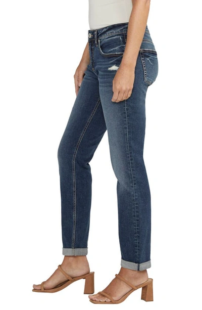 Silver Jeans Co. Women's Boyfriend Mid Rise Slim Leg Jeans In Indigo