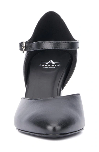 Shop Aquatalia Penelopy Ankle Strap Pointed Toe Wedge Pump In Black