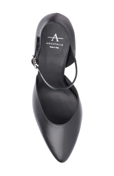 Shop Aquatalia Penelopy Ankle Strap Pointed Toe Wedge Pump In Black