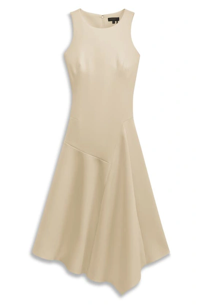 Shop Donna Karan Asymmetric Sleeveless Fit & Flare Dress In Parchment