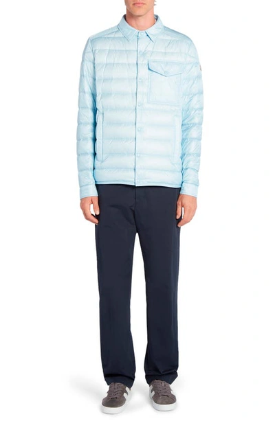 Shop Moncler Tenibres Water Repellent Down Puffer Shacket In Baby Blue