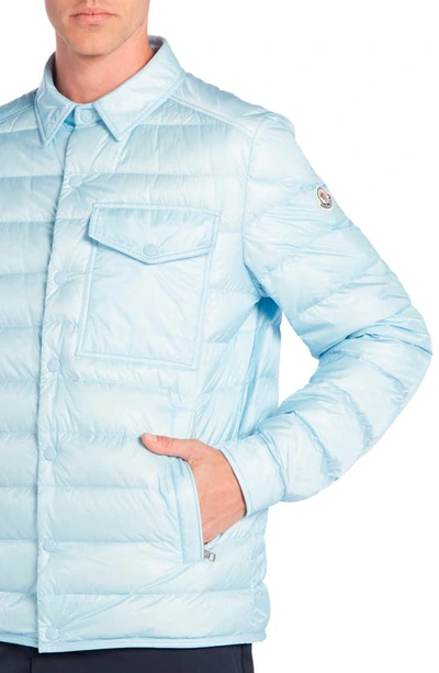 Shop Moncler Tenibres Water Repellent Down Puffer Shacket In Baby Blue