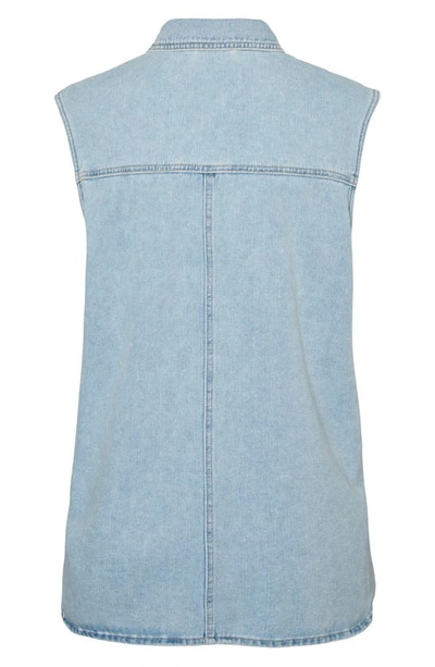 Shop Vero Moda Philina Oversize Denim Vest In Light Blue Denim