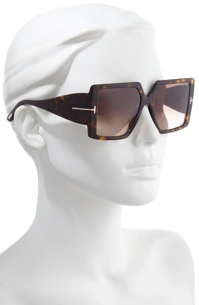 Shop Tom Ford Quinn 57mm Gradient Square Sunglasses In Havana/ Brown