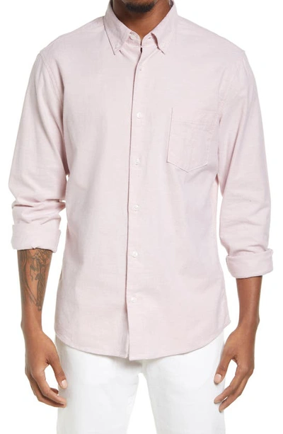 Shop Nordstrom Oxford Button-up Performance Shirt In Pink Glass- White Oxford