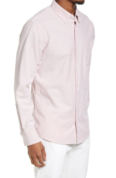 Shop Nordstrom Oxford Button-up Performance Shirt In Pink Glass- White Oxford