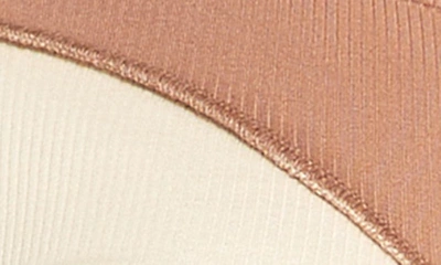 Shop Naked Wardrobe Rib Long Sleeve Colorblock Crop Top In Oatmeal/coco
