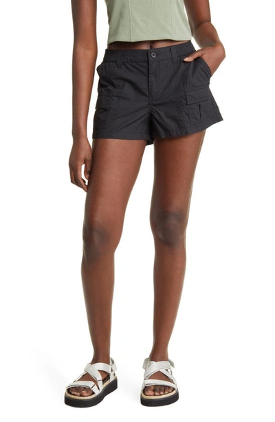 Shop Bp. Washed Cargo Midi Shorts In Black Jet