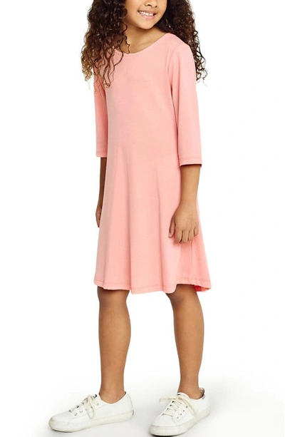 Shop Hayden Girls Kids' Long Sleeve Back Button Swing Dress In Candy Pink