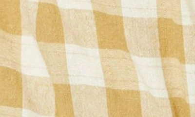 Hayden Girls Kids' Gingham Print Cotton Ruffle Mock Neck Top In Mustard