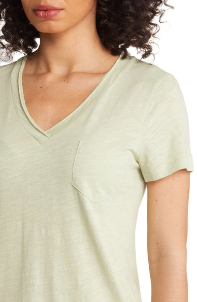 Shop Caslon V-neck Short Sleeve Pocket T-shirt In Olive China