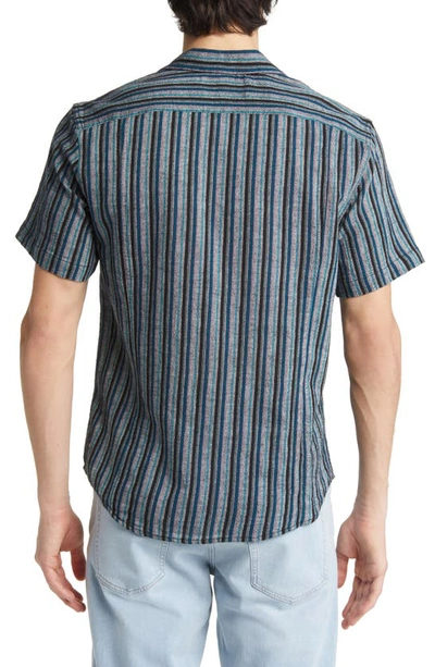 Shop Corridor Disco Stripe Short Sleeve Camp Shirt In Black