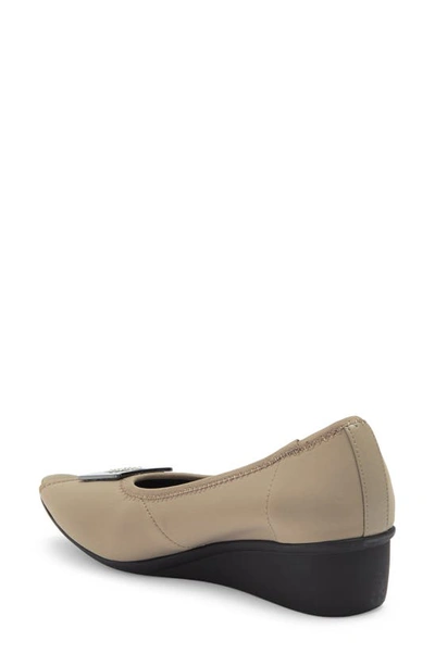 Shop Ros Hommerson Eloise Wedge Pump In Pewter Stretch