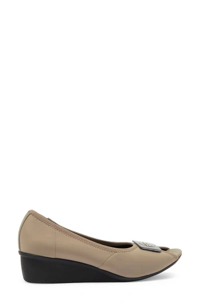 Shop Ros Hommerson Eloise Wedge Pump In Pewter Stretch