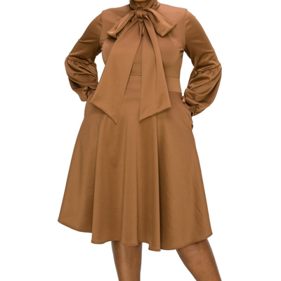 Shop Livd Plus Size Bekah Flare Pocket Dress In Brown