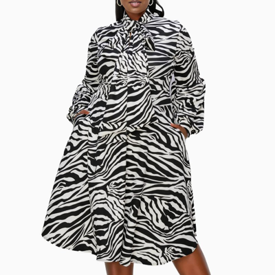 Shop Livd Plus Size Monáe Zebra Print Pocket Flare Dress In Black
