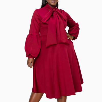 Shop Livd Plus Size Bekah Flare Pocket Dress In Red