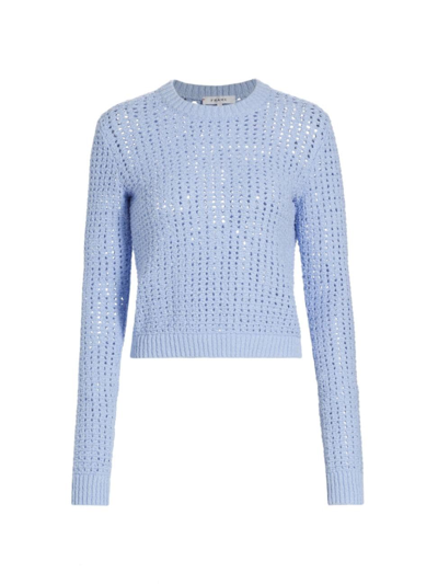 Shop Frame Women's Shrunken Cotton Tape Yarn Sweater In Light Blue
