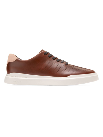 Shop Cole Haan Men's Perforated Leather Low-top Sneakers In Acorn Sesame Ivory