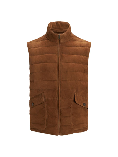 Shop Polo Ralph Lauren Men's South Kent Quilted Suede Vest In Country Brown
