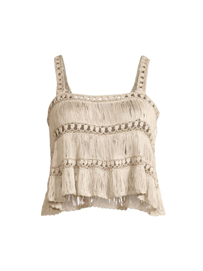 Shop My Beachy Side Women's Colorblocked Hand-crocheted Halter Top In Stone