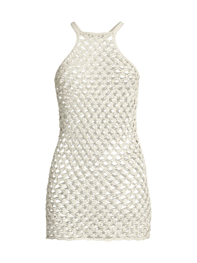 Shop My Beachy Side Women's Crochet Net Halter Minidress In Ivory