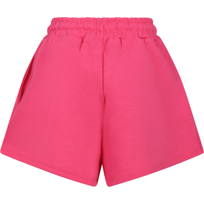 Shop Msgm Fuchsia Shorts For Girl With Logo In Fucsia