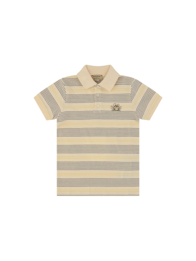 Shop Gucci Polo Shirt For Boy In Yellow/brown