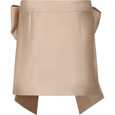 Shop Caroline Bosmans Beige Skirt For Girl With Bow