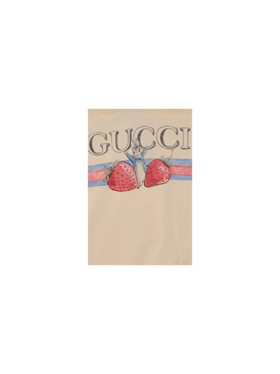 Shop Gucci Hoodie For Boy In Natural White/red