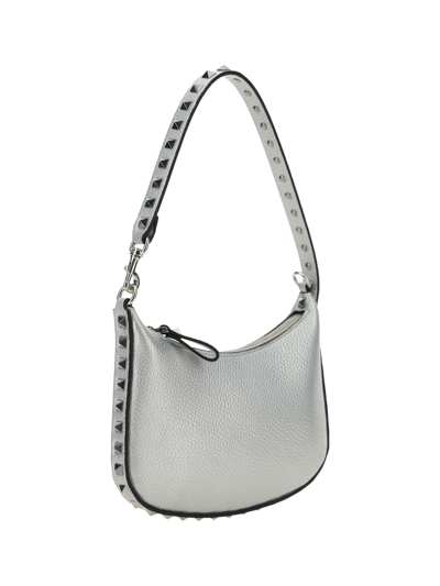 Shop Valentino Garavani Mini Rockstud Shoulder Bag In Silver