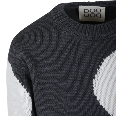 Shop Douuod Gray Sweater For Girl With White Polka Dots In Grey