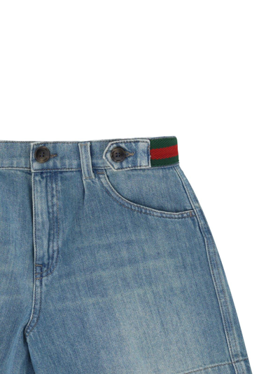 Shop Gucci Denim Bermuda Shorts In Blue