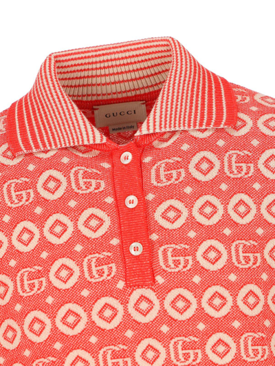 Shop Gucci Monogram Short-sleeved Dress In Red