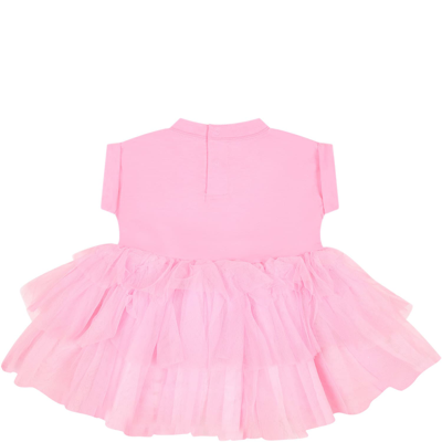 Shop Billieblush Fuchsia Dress For Baby Girl With Multicolor Print