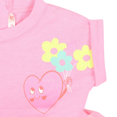 Shop Billieblush Fuchsia Dress For Baby Girl With Multicolor Print