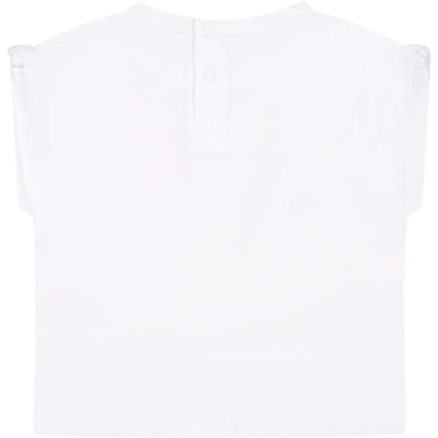 Shop Billieblush White T-shirt For Baby Girl With Multicolor Print