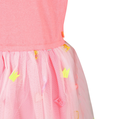 Shop Billieblush Fuchsia Dress For Girl With Tulle And Multicolor Embroidery
