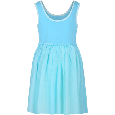 Billieblush Light Blue Dress For Girl With Sequins In Light Blue