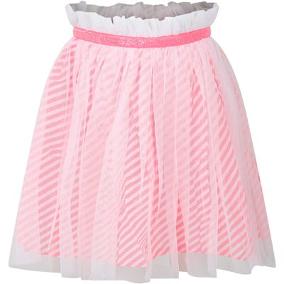 Shop Billieblush White Skirt For Girl With Pattern In Pink